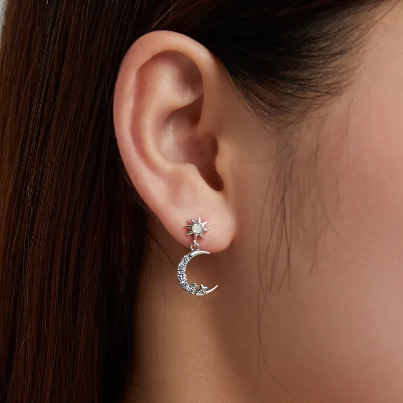 (image for) Pandora Style Wear Stars and Wear Moon Hanging Earrings - SCE1239 - View 7