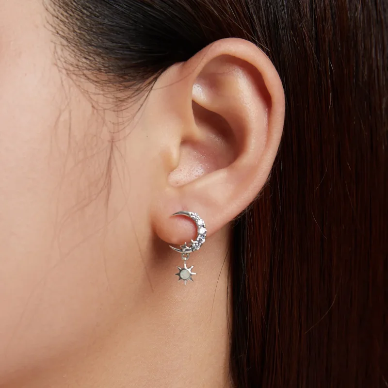 (image for) Pandora Style Wear Stars and Wear Moon Hanging Earrings - SCE1239 - View 8