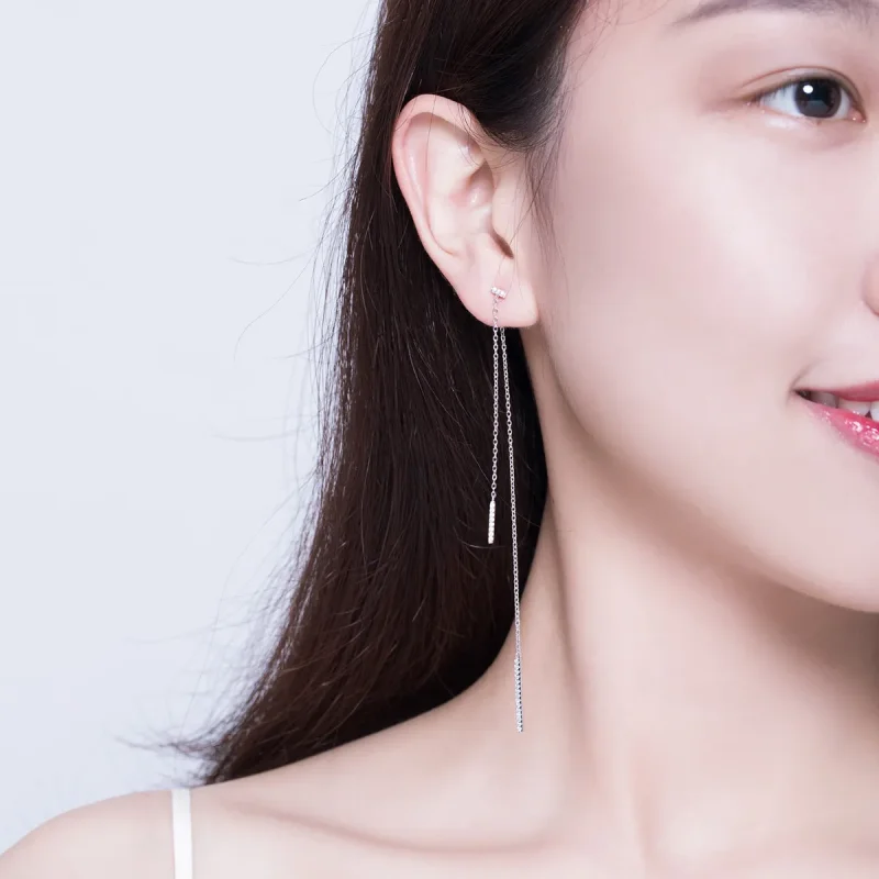 (image for) Pandora Style Zircon Tears Hanging Earrings - BSE186 - View 5