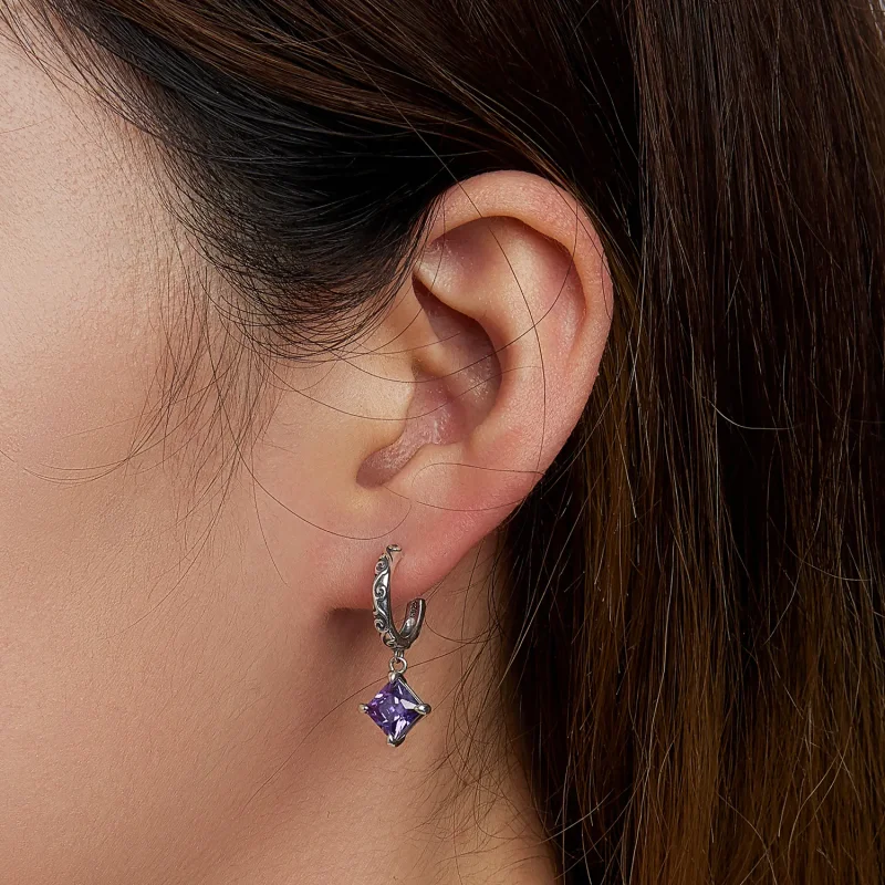 (image for) Pandora Style Zirconium Pattern Hanging Earrings - SCE1416 - View 7