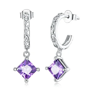 (image for) Pandora Style Zirconium Pattern Hanging Earrings - SCE1416