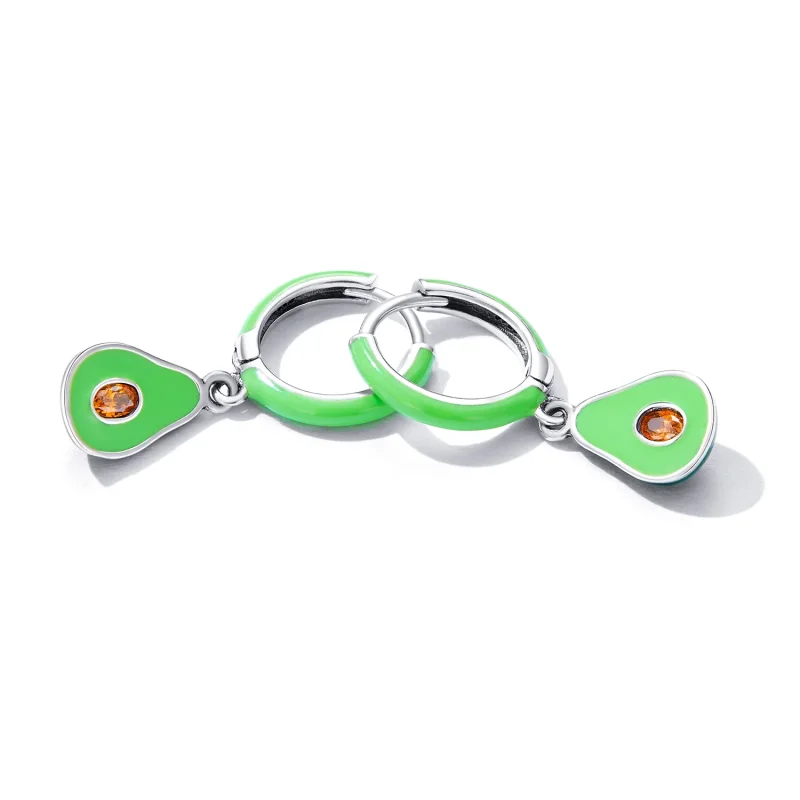 (image for) Pandora Style Avocado Hoop Earrings - SCE1400 - View 4