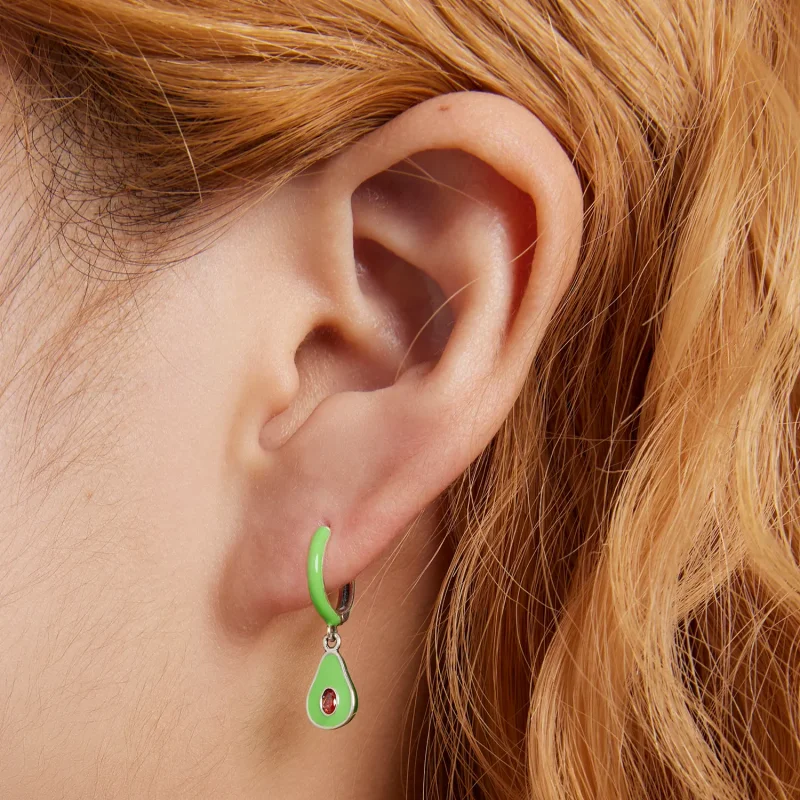 (image for) Pandora Style Avocado Hoop Earrings - SCE1400 - View 5