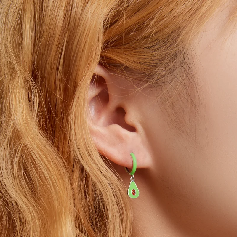 (image for) Pandora Style Avocado Hoop Earrings - SCE1400 - View 7
