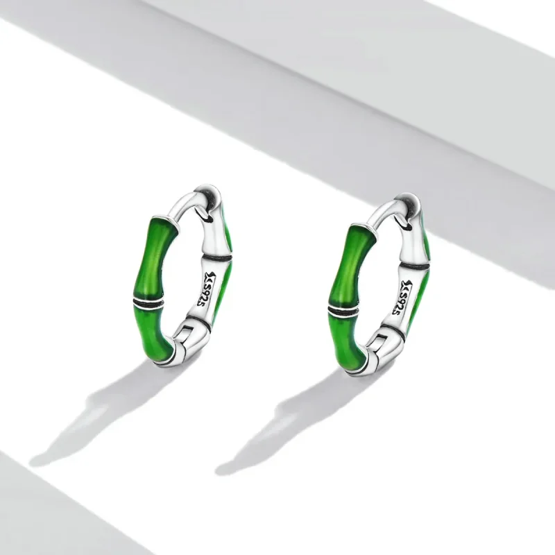 (image for) Pandora Style Bamboo Hoop Earrings - SCE1350 - View 2
