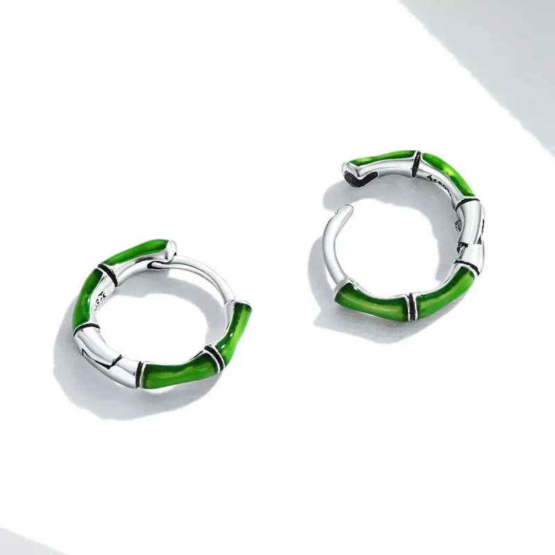 (image for) Pandora Style Bamboo Hoop Earrings - SCE1350 - View 4