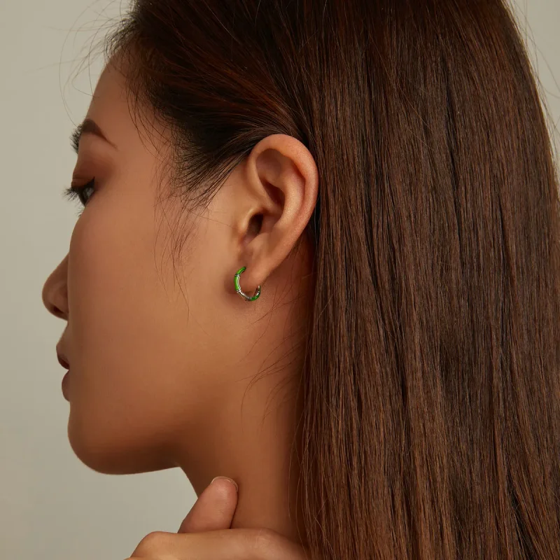 (image for) Pandora Style Bamboo Hoop Earrings - SCE1350 - View 7