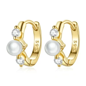 (image for) Pandora Style Bead Zircon Hoop Earrings - SCE1254