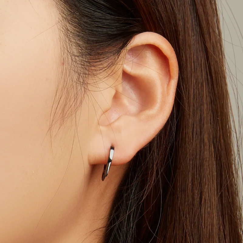 (image for) Pandora Style Black Cat Ears Hoop Earrings - SCE1515 - View 6