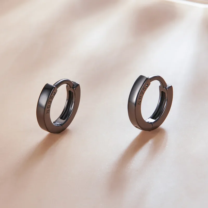 (image for) Pandora Style Black Gold Hoop Earrings - SCE1230 - View 2