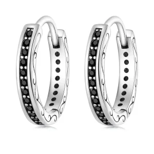 (image for) Pandora Style Black Zircon Hoop Earrings - SCE1522