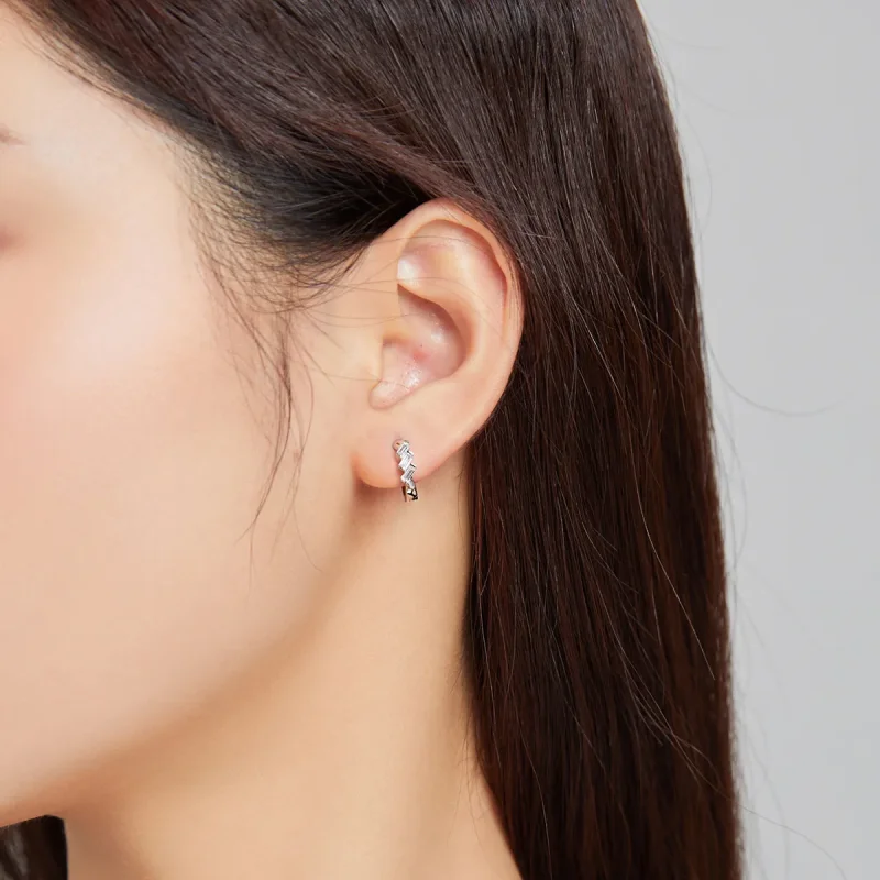 (image for) Pandora Style Box Hoop Earrings - SCE1037 - View 5