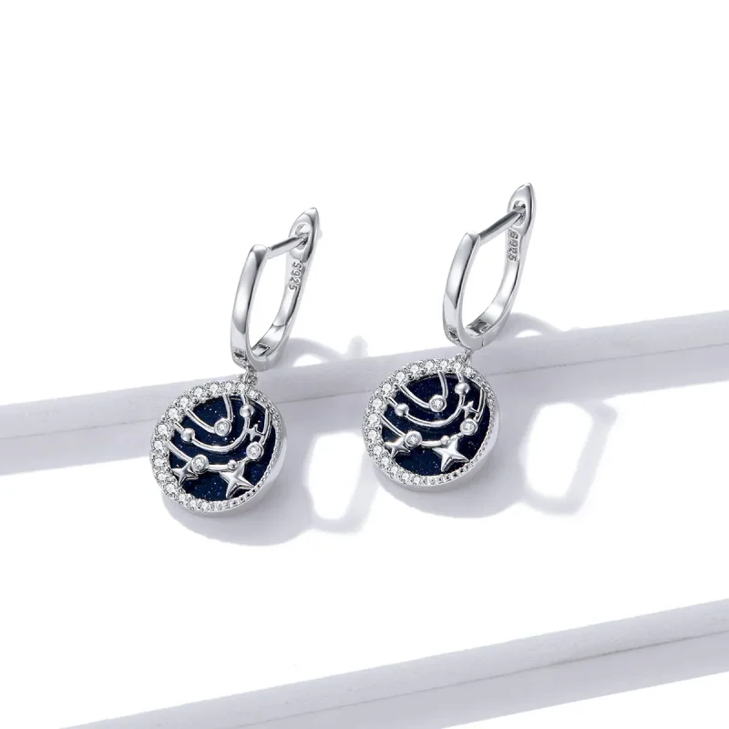 (image for) Pandora Style Brilliant Galaxy Hoop Earrings - BSE423 - View 2