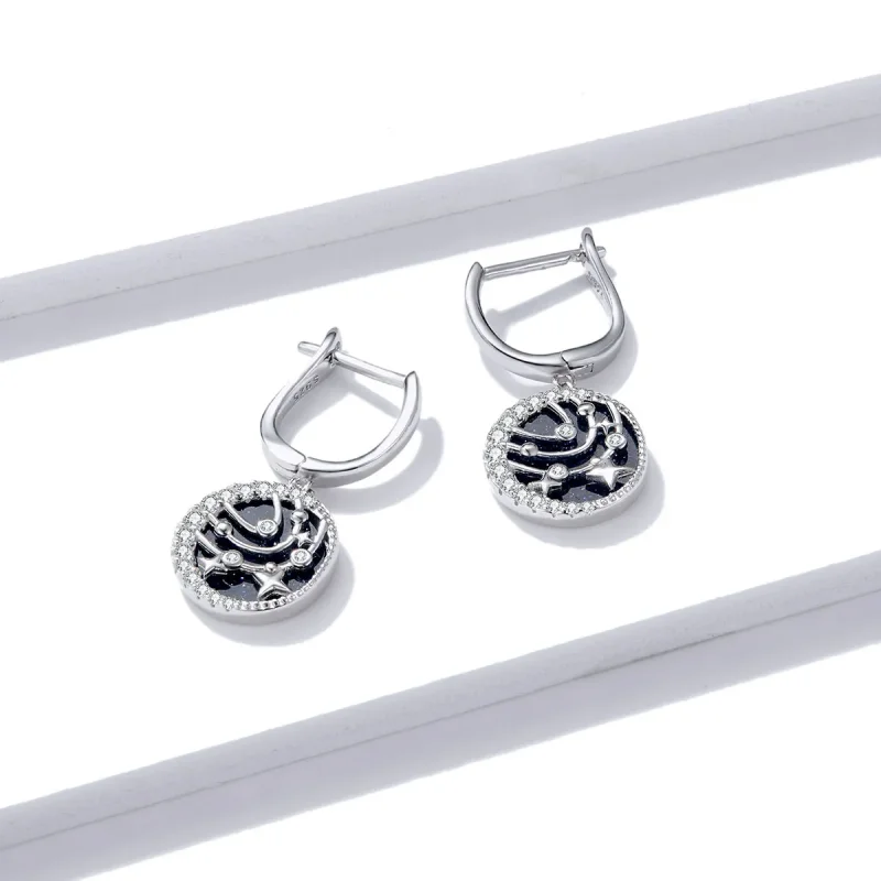 (image for) Pandora Style Brilliant Galaxy Hoop Earrings - BSE423 - View 3