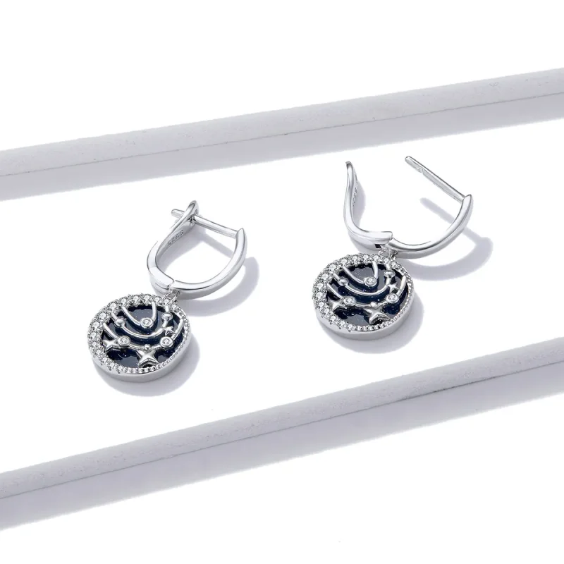 (image for) Pandora Style Brilliant Galaxy Hoop Earrings - BSE423 - View 4