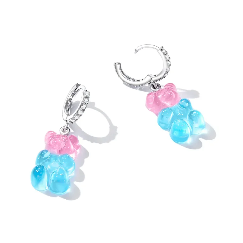 (image for) Pandora Style Candy Bear Hoop Earrings - SCE1388 - View 3