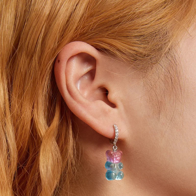 (image for) Pandora Style Candy Bear Hoop Earrings - SCE1388 - View 5