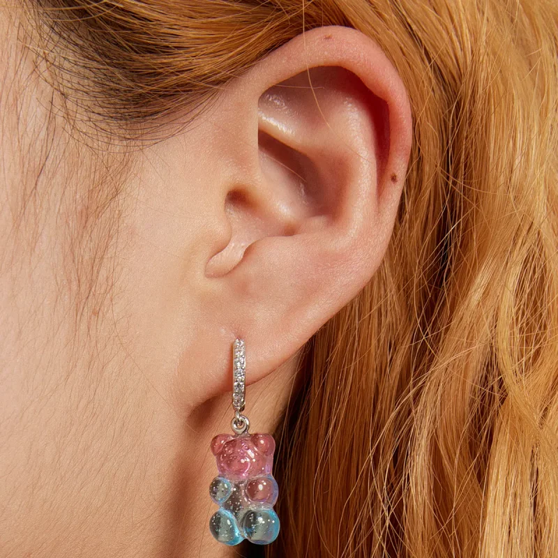 (image for) Pandora Style Candy Bear Hoop Earrings - SCE1388 - View 6
