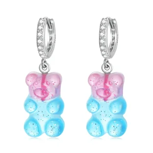 (image for) Pandora Style Candy Bear Hoop Earrings - SCE1388