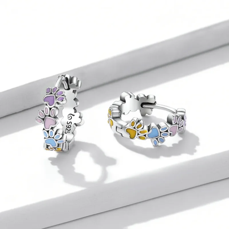(image for) Pandora Style Colorful Claws Hoop Earrings - BSE580 - View 3