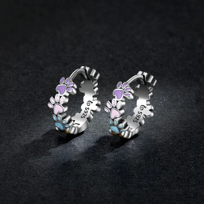 (image for) Pandora Style Colorful Claws Hoop Earrings - BSE580 - View 5