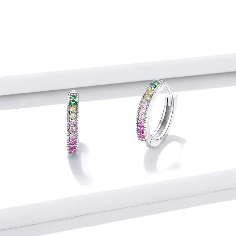 (image for) Pandora Style Colorful Hoop Earrings - BSE459 - View 2