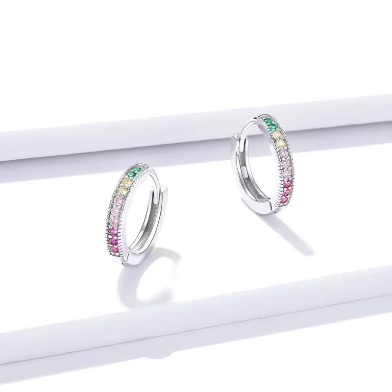 (image for) Pandora Style Colorful Hoop Earrings - BSE459 - View 3