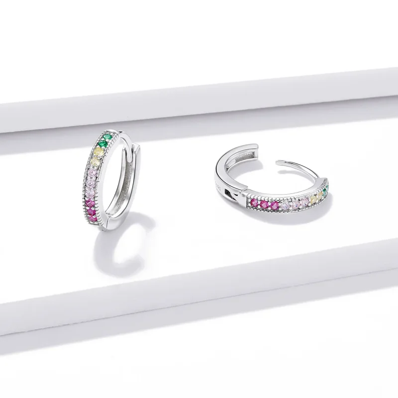 (image for) Pandora Style Colorful Hoop Earrings - BSE459 - View 4