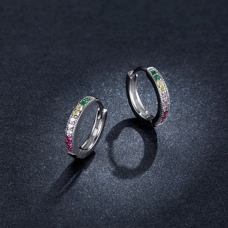 (image for) Pandora Style Colorful Hoop Earrings - BSE459 - View 5