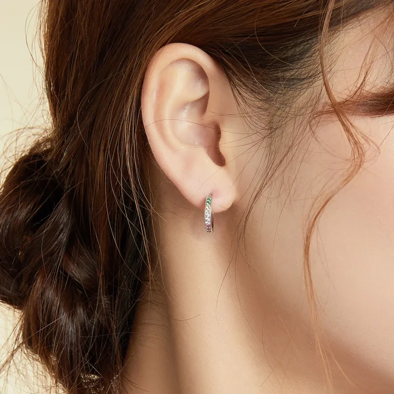(image for) Pandora Style Colorful Hoop Earrings - BSE459 - View 6