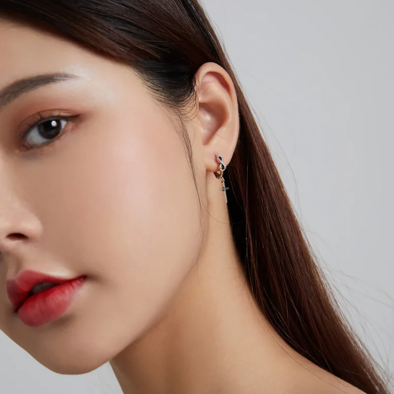 (image for) Pandora Style Creative Cross Hoop Earrings - BSE474 - View 8