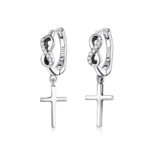 (image for) Pandora Style Creative Cross Hoop Earrings - BSE474
