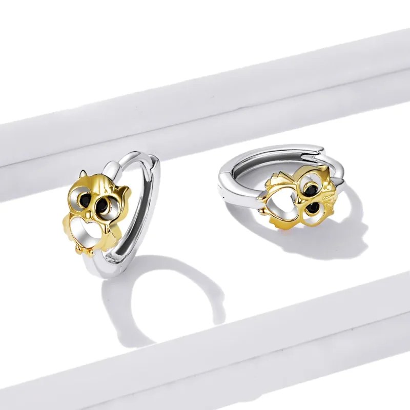 (image for) Pandora Style Creative Owl Hoop Earrings - BSE505 - View 4