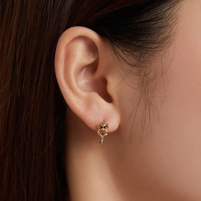 (image for) Pandora Style Creative Owl Hoop Earrings - BSE505 - View 8