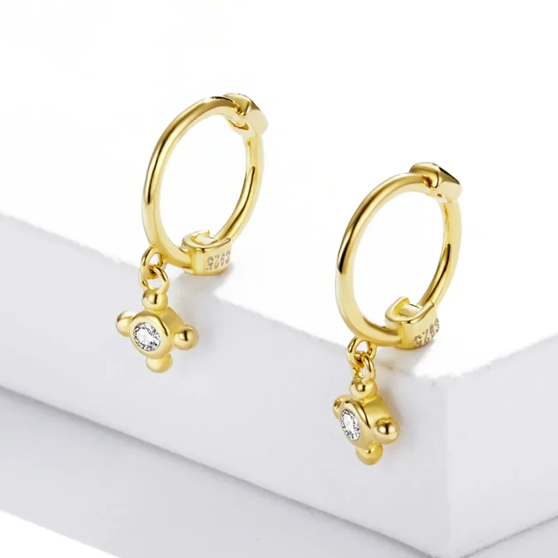 (image for) Pandora Style Cross Hoop Earrings - SCE1253 - View 2
