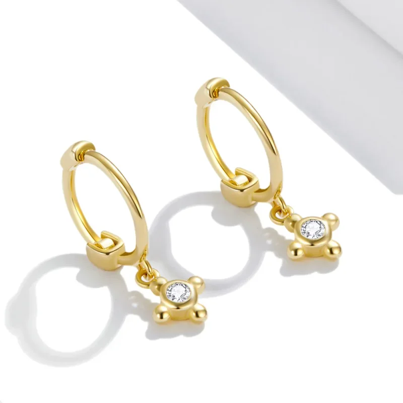 (image for) Pandora Style Cross Hoop Earrings - SCE1253 - View 3