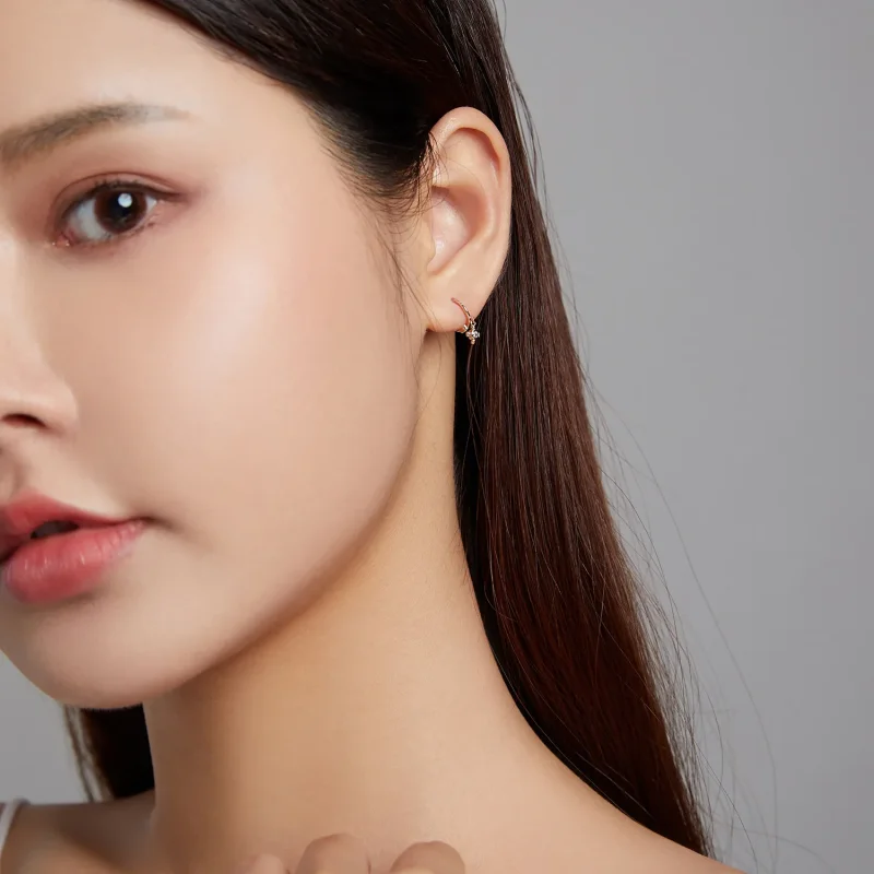 (image for) Pandora Style Cross Hoop Earrings - SCE1253 - View 5