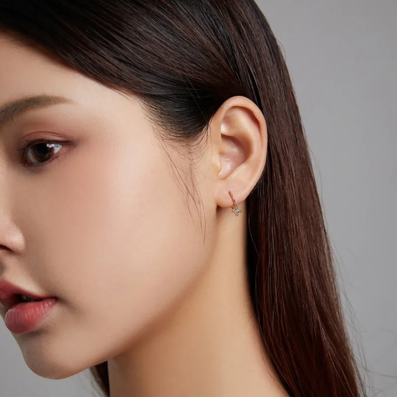 (image for) Pandora Style Cross Hoop Earrings - SCE1253 - View 7