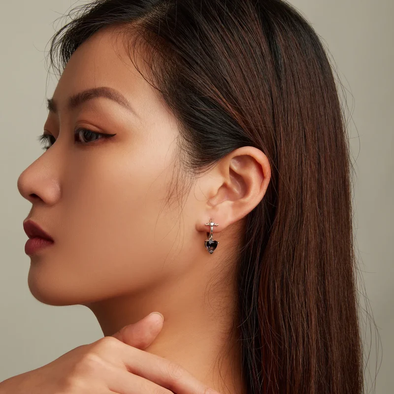 (image for) Pandora Style Cross Hoop Earrings - SCE1518 - View 5