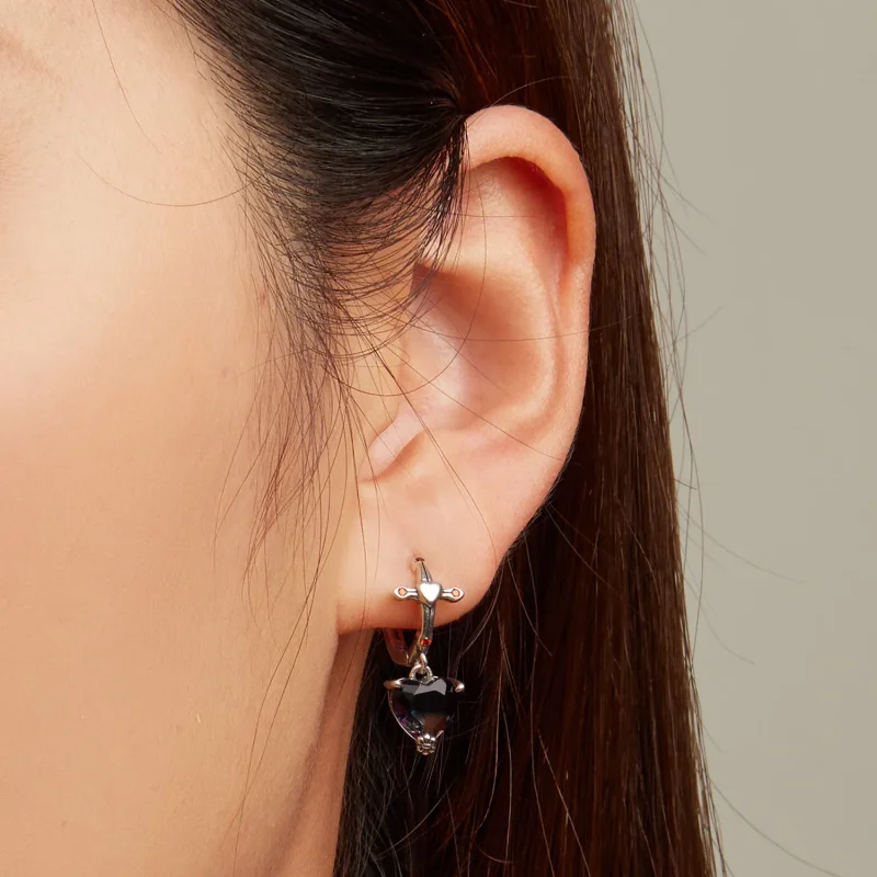 (image for) Pandora Style Cross Hoop Earrings - SCE1518 - View 6