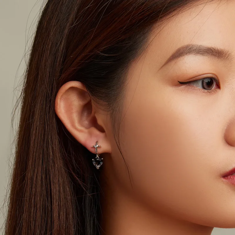 (image for) Pandora Style Cross Hoop Earrings - SCE1518 - View 7