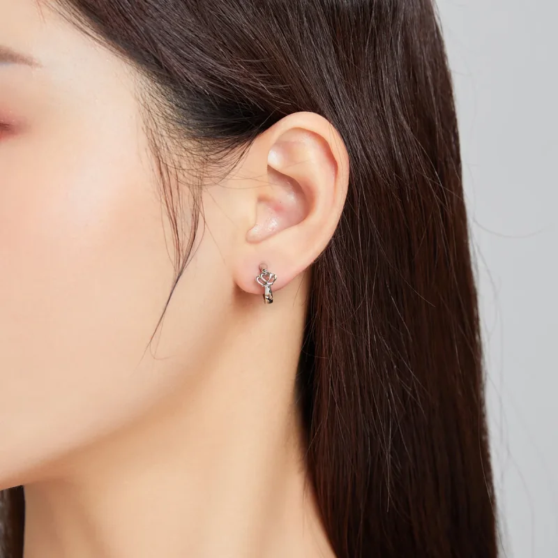 (image for) Pandora Style Crown Hoop Earrings - SCE1040 - View 5