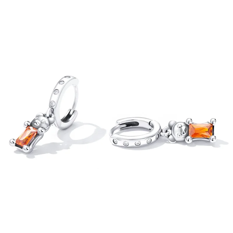 (image for) Pandora Style Cute Bear Hoop Earrings - SCE1399 - View 2