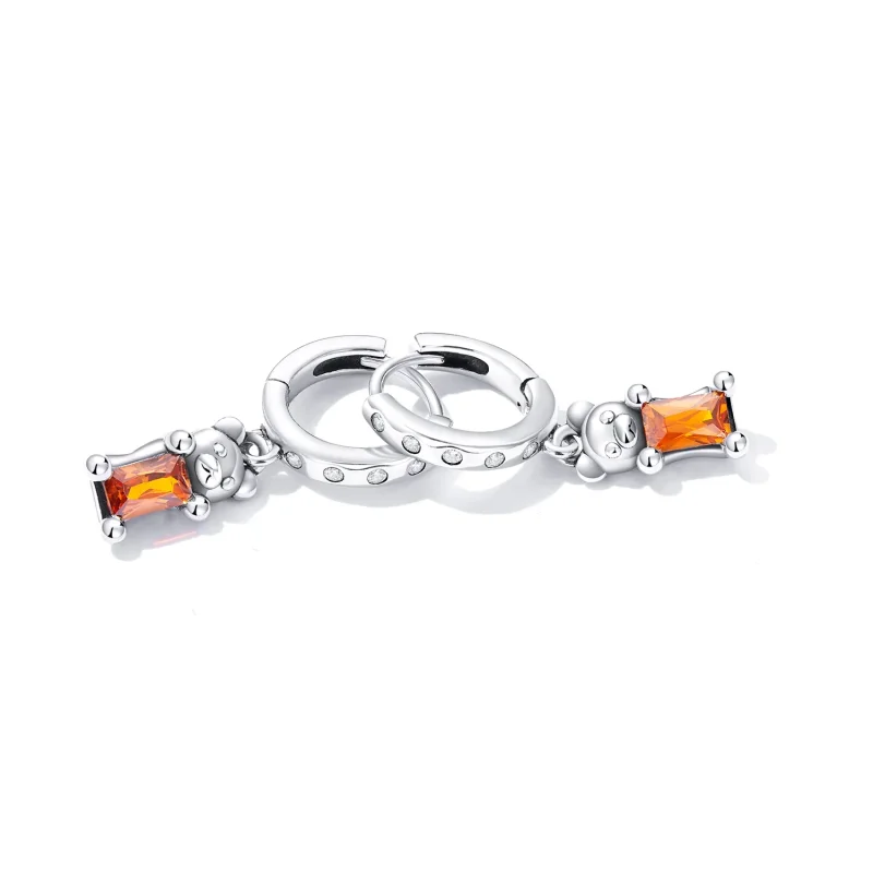 (image for) Pandora Style Cute Bear Hoop Earrings - SCE1399 - View 3