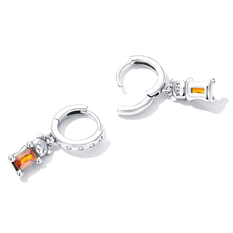(image for) Pandora Style Cute Bear Hoop Earrings - SCE1399 - View 4