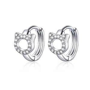 (image for) Pandora Style Cute Cat Hoop Earrings - BSE171