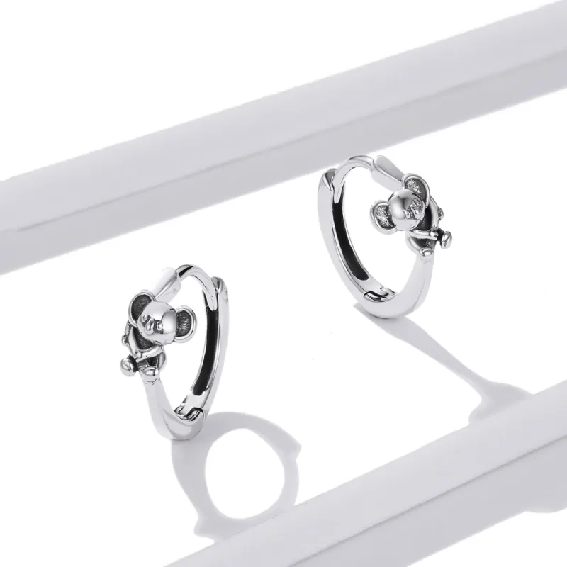 (image for) Pandora Style Cute Koala Hoop Earrings - BSE507 - View 4