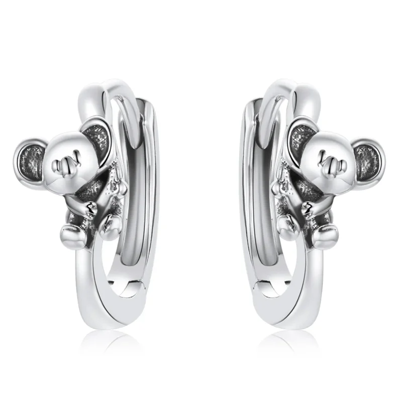 (image for) Pandora Style Cute Koala Hoop Earrings - BSE507