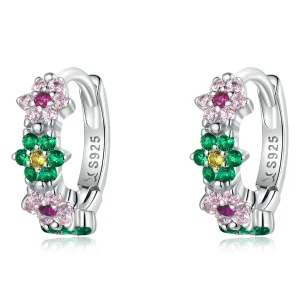 (image for) Pandora Style Delicate Flowers Hoop Earrings - SCE1320