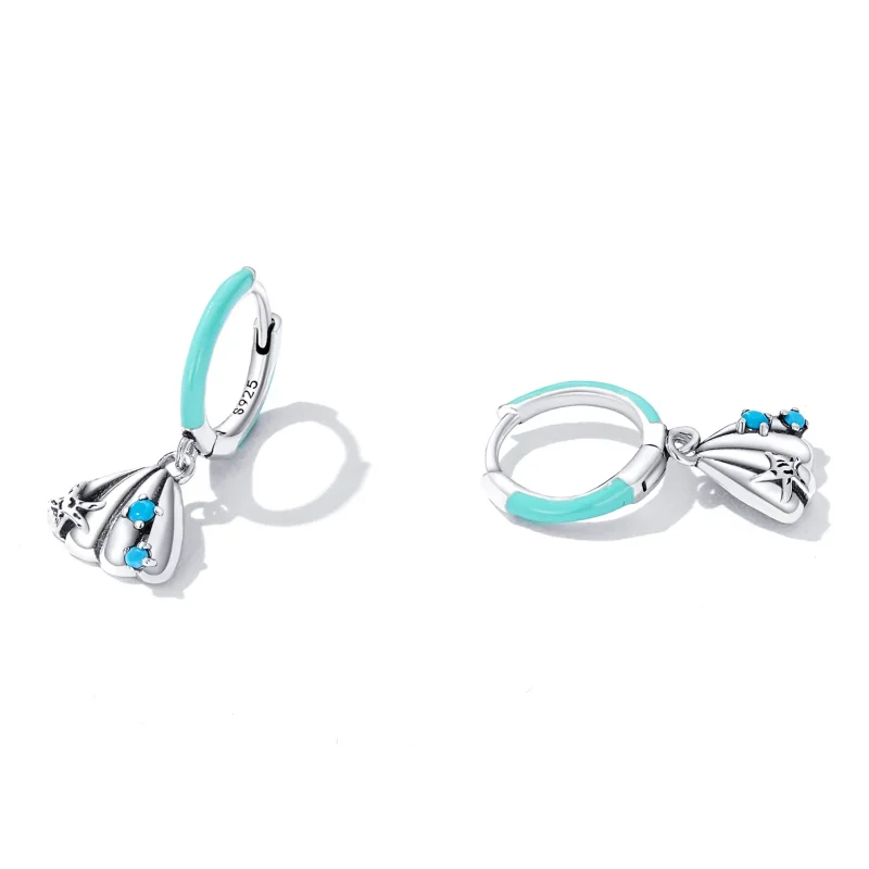 (image for) Pandora Style Delicate Shell Hoop Earrings - SCE1407 - View 2
